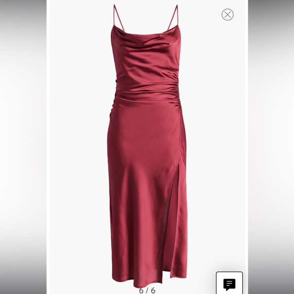 Floret Studios Ruched Slip Dress New With Tags Size Small Midi Length Wine Red - Picture 9 of 14